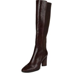 NEW DONALD PLINER Gell Vintage Python-print Boots In Dark Brown Leather SIZE 10